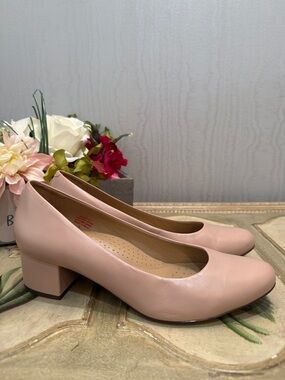 Marc Joseph Broad St Blush Pink Leather Pumps Low Heel Sz 7 Made in Brazil